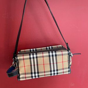 Vintage BURBERRY Haymarket Check Coated Canvas Shoulder Strap Handbag